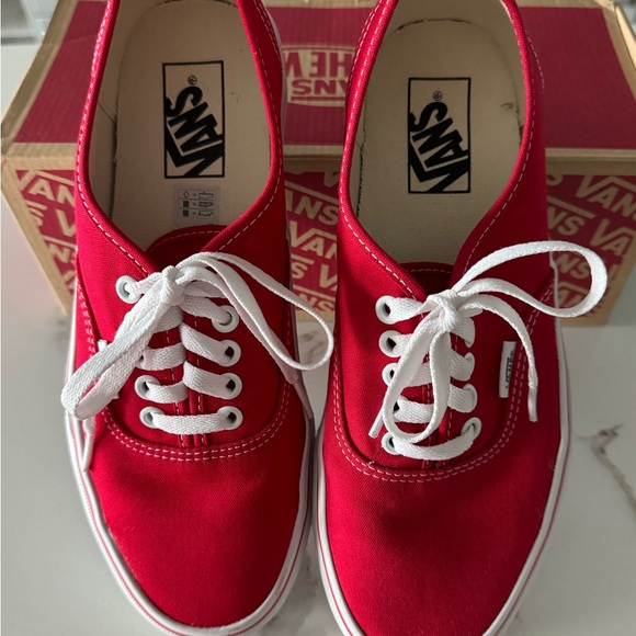 VANS Authentic Red Canvas Low Top Sneakers - Picture 7 of 8